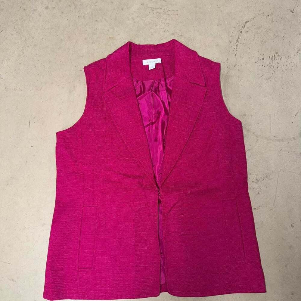Liz Claiborne Pink Textured Blazer Vest, Women's Size 16 — Hook Closure
